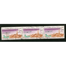 trois timbres oblitérés algérie, ghardaia, poste aérienne, 1.00