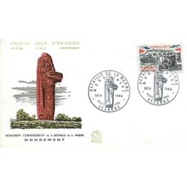 france 1964, très belle enveloppe 1er jour FDC 510A, timbre yvert 1429, 50ème anniversaire de la bataille de la marne.