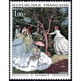 france 1972, très beau timbre neuf** luxe yvert 1703, tableau "femmes au jardin" de claude monet.