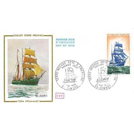 france 1972, très belle enveloppe 1er jour neuve** luxe, timbre yvert 1717 voilier terre-neuvas "côte d