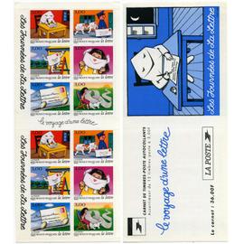 france 1997, très belle bande carnet BC 9A, ou 3071, 2 série de 6 timbres auto-adhésifs, yvert 3066 à 3071, le voyage d