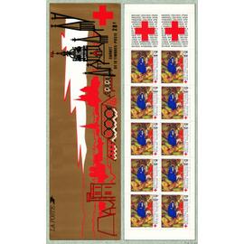 france 1987, très belle bande carnet neuve** luxe yvert 2036, 10 timbres 2498 au profit de la Croix-Rouge, Retable de la Chartreuse de Champmol, La fuite en Egypte.