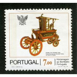 timbre oblitéré portugal, bomba tipo perrier 1856, 7.00, 1981