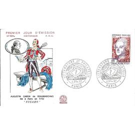 France 1967, très belle enveloppe 1er jour FDC 589A, timbre yvert 1512 Beaumarchais, belle illustration couleur relief, figaro.