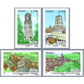 2012, très belle série complète neuve** luxe Les chemins de Saint-Jacques-de-Compostelle, timbres 4644 paris 4645 vézelay 4646 le puy en velay et 4647 arles.