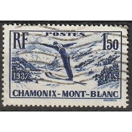 Championnats internationaux de ski, à Chamonix. 1937 n° 334 oblitéré.