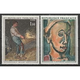 Art : oeuvres de Millet et Georges Rouault la paire année 1971 n° 1672 1673 yvert et tellier luxe
