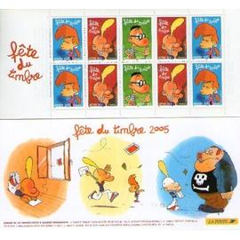 France 2005, très belle bande carnet neuve** luxe yvert BC3751a fête du timbre, 10 timbres yvert 3751 3752 3753, titeuf, manu, maria, validité permanente, collection ou affranchissements.