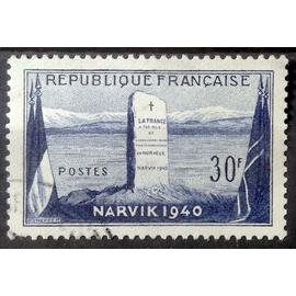 Bataille de Narvik en 1940 - 12ème Anniversaire - 30f (Très Joli n° 922) Obl - France Année 1952 - brn83 - N25773