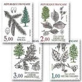 flore et faune de France : arbres série complète année 1985 n° 2384 2385 2386 2387 yvert et tellier luxe