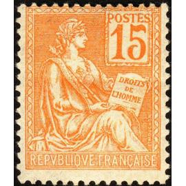 france 1900 / 1901, beau timbre yvert 117, type mouchon 15c. orange, neuf*.