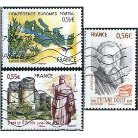 France 2009, beaux timbres yvert 4326, angers, le château et la statue du duc d