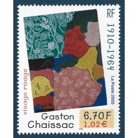 Art : "visage rouge" de Gaston Chaissac année 2000 n° 3350 yvert et tellier luxe