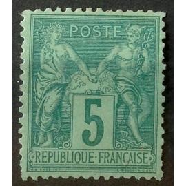 Sage 5c vert (Type II = N sous U) (Joli n° 75) Neuf SG - Cote 10,00&euro; - France Année 1876 - brn83 - N32484