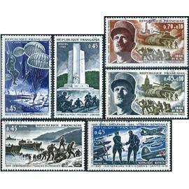 france 1969, belle série complète 25ème anniversaire de la libération, timbres yvert 1603 à 1608, oblitérés, TBE