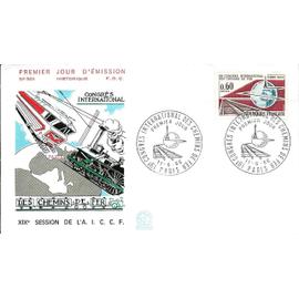 france 1966, très belle enveloppe 1er jour FDC 568, timbre yvert 1488, 19ème congrès international des chemins de fer à paris.
