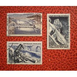 Réalisations techniques (I) - Lot De 3 timbres oblitérés - Série complète - Année 1956 - Y&t N° 1078, 1079 et 1080