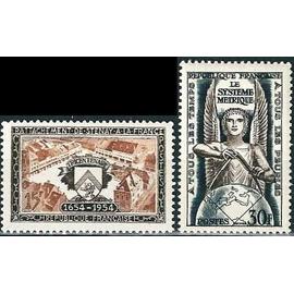 france 1954, très beaux timbres neufs** luxe yvert 987 anniversaire du rattachement de stenay à la france et 998 système métrique - conférence sur les poids et mesures.