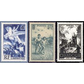 france 1945, très beaux timbres neufs** luxe yvert 669 libération, 740 croisade de l