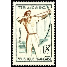 france 1958, très beau timbre neuf** luxe yvert 1163, sports traditionnels, le tir à l