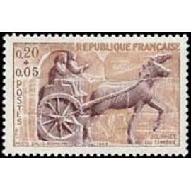 Journée du timbre : char de poste gallo-romain année 1963 n° 1378 yvert et tellier luxe