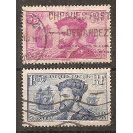 296 - 297 (1934) Les deux Jacques Cartier Oblitérés (cote 6,9e) (9316)