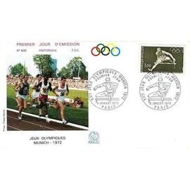 France 1972, Belle Enveloppe 1er Jour Fdc 806, Timbre Yvert 1722, Jeux Olympiques De Munich - Allemagne, Cachet De Paris.