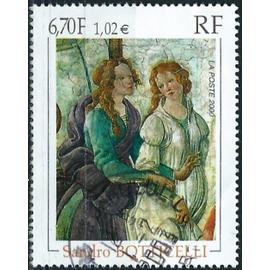 France 2000, beau timbre Yvert 3301, tableau de Sandro Botticelli 1445-1510 «Vénus Et Les Grâces Offrant Des Présents À Une Jeune Fille», oblitéré, TBE.