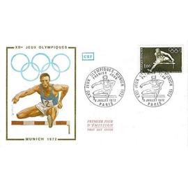 France 1972, Belle Enveloppe 1er Jour, Timbre Yvert 1722, Jeux Olympiques De Munich - Allemagne, Cachet De Paris.