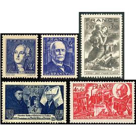 france 1943 / 1944, très beaux timbres neufs** luxe yvert 581 lavoisier, 583 500ans de l