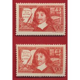 Tricentenaire du discours de la méthode René Descartes : portraits la paire année 1937 n° 341 342 yvert et tellier luxe