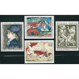 France 1968 - très belle série complète neuve** luxe tableaux, timbres yvert 1555 Lascaux, 1568 Paul Gauguin - 