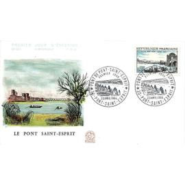 france 1966, très belle enveloppe 1er jour FDC 561, timbre yvert 1481, 7ème centenaire du pont de pont saint esprit. -