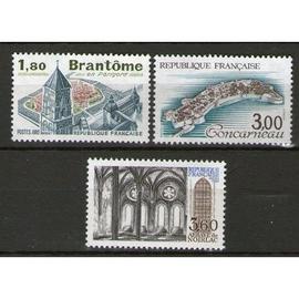 Brantôme, Concarneau, Abbaye de Noirlac série complète année 1983 n° 2253 2254 2255 yvert et tellier luxe