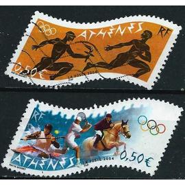 france 2004, belle paire timbres yvert 3686 et 3687, jeux olympiques d