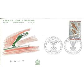 France 1968, très Belle Enveloppe 1er Jour Fdc 625, Jeux Olympiques De Grenoble, Timbre Yvert 1543, saut à ski et ski de fond.