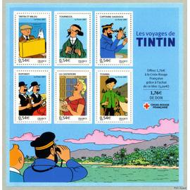 france 2007, très beau bloc feuillet neuf** luxe yvert 109, timbres 4051 à 4056, au profit de la croix rouge, les voyages de tintin.