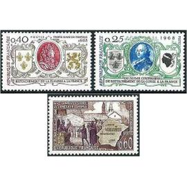 france 1968, très beaux timbres neufs** luxe yvert 1563 & 1572, rattachement des flandres et de la corse à la france et 1562 enclave papale de valréas.