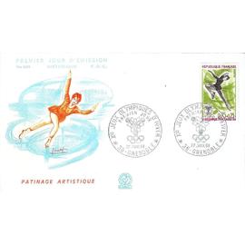 France 1968, Belle Enveloppe 1er Jour Fdc 628, Jeux Olympiques De Grenoble, Timbre Yvert 1546 patinage artistique. -
