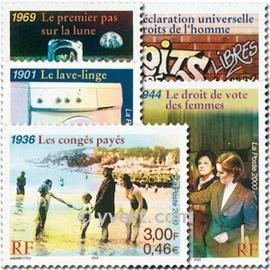 La Société (le siècle au fil du timbre) série complète année 2000 n° 3351 3352 3353 3354 3355 yvert et tellier luxe