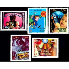 Société (le siècle au fil du timbre) série complète année 2001 n° 3372 3373 3374 3375 3376 yvert et tellier luxe