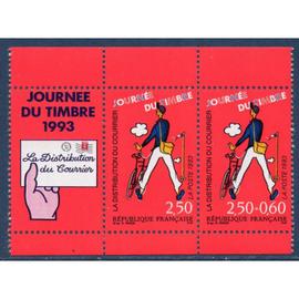 Journée du timbre : les métiers de la poste : la distribution du courrier paire 2793Aa (vignette attenante) année 1993 n° 2792 2793 yvert et tellier luxe