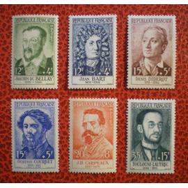 Célébrités - Lot De 6 timbres neufs sur charnière ou avec trace - Série complète - France - Année 1958 - Y&T n° 1166, 1167, 1168, 1169, 1170 et 1171