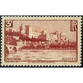 france 1938, très beau timbre neuf** luxe yvert 391, avignon, le palais des papes et le pont bénazet, cote 33 euros.
