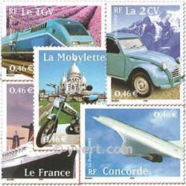 Transports (le siècle au fil du timbre) série complète année 2002 n° 3471 3472 3473 3474 3475 yvert et tellier luxe