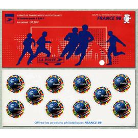 france 1998, très belle bande carnet neuve** luxe yvert BC 17, 10 timbres auto-adhésifs yvert 17, coupe du monde de football france 98.