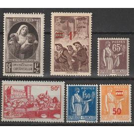 Lot de 6 timbres France neufs** de 1932 à 1940 n° 284, 288, 449, 465, 481, 489
