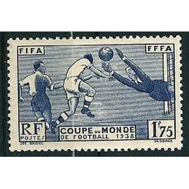 France 1938, Très beau timbre neuf** luxe Yvert 396 - Coupe du Monde de football - Paris.