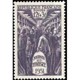 journée du timbre : wagon postal année 1951 n° 879 yvert et tellier luxe