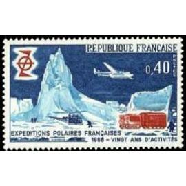 20ème anniversaire des expéditions polaires françaises année 1968 n° 1574 yvert et tellier luxe
